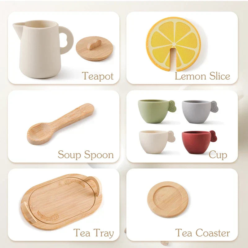 Wood and Silicone Tea Set