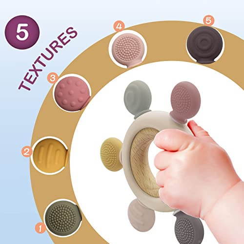 Baby Teething Toy Made of Wood and Silicone