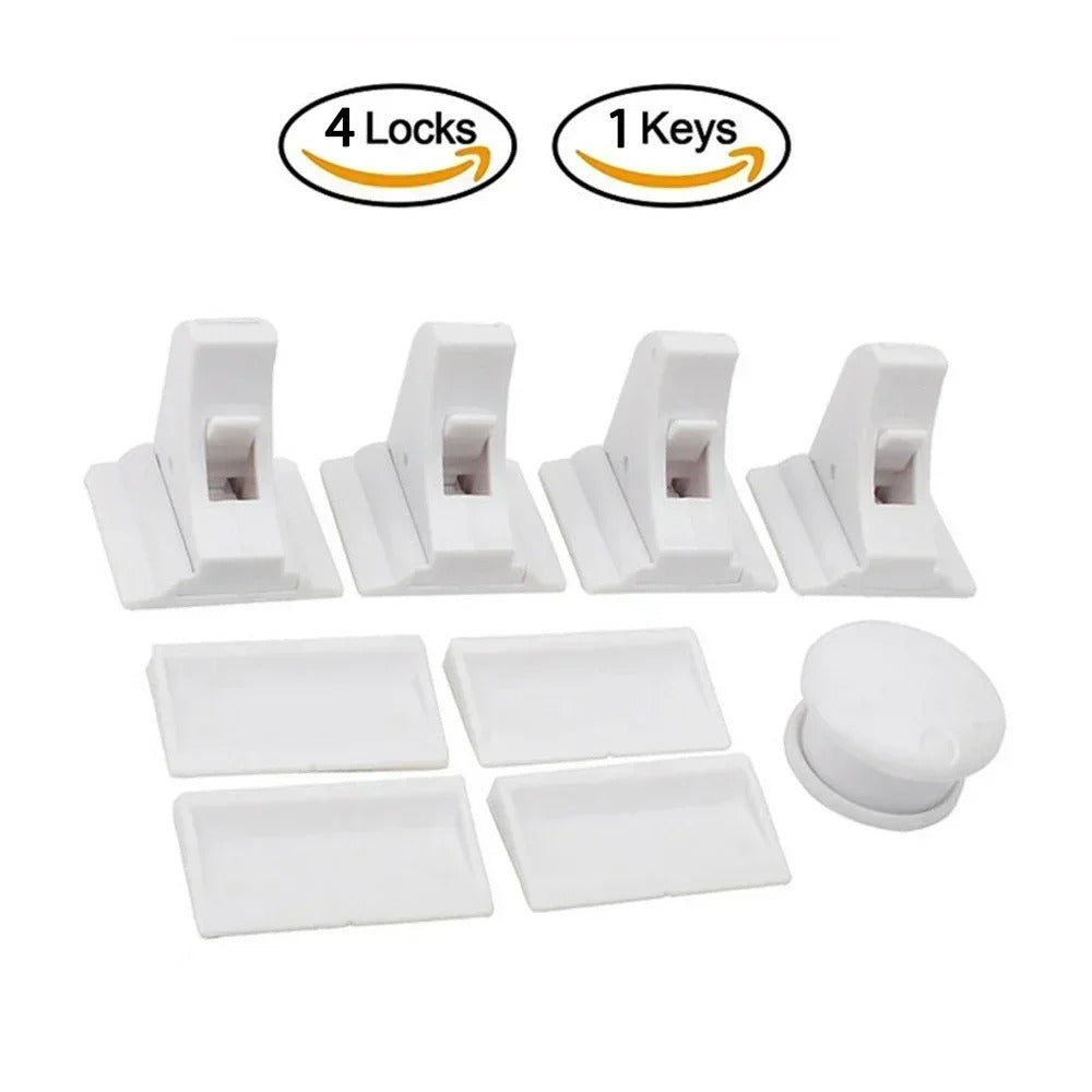 Magnetic child proofing cabinet and door lock set
