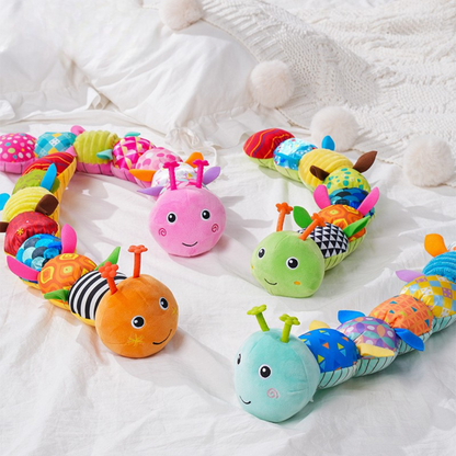 Sensory plush rattle and music caterpillar