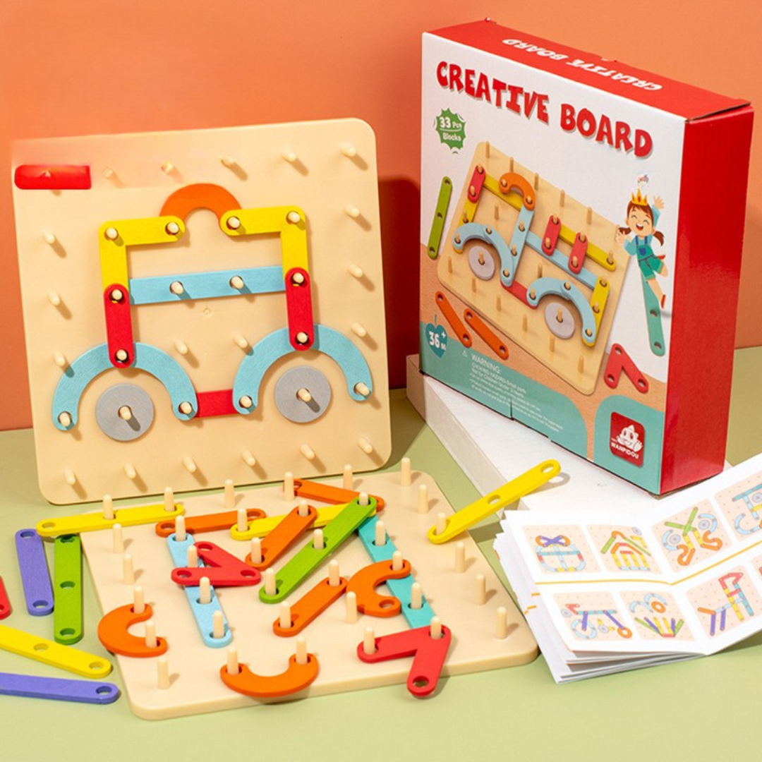 Creative Montessori wooden nail puzzle toy