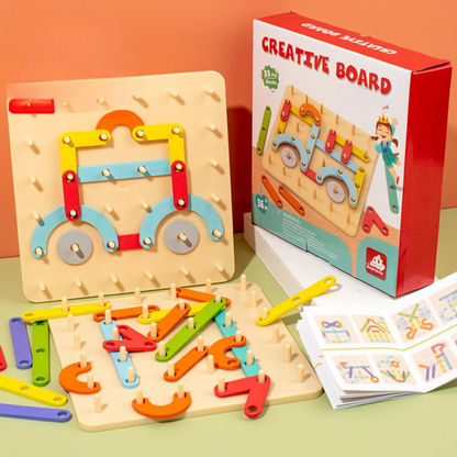 Creative Montessori wooden nail puzzle toy