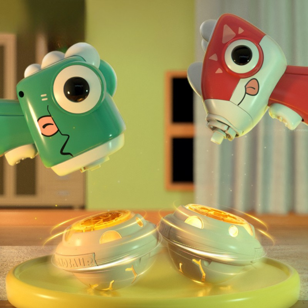 2in1 Dino Spinning Top and Frisbee Launcher Toy