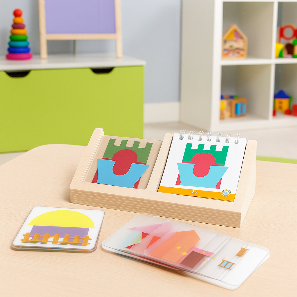 Geometric colours and shapes puzzle game – promotes logical thinking!