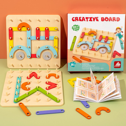 Creative Montessori wooden nail puzzle toy