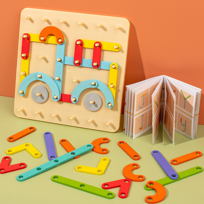 Creative Montessori wooden nail puzzle toy