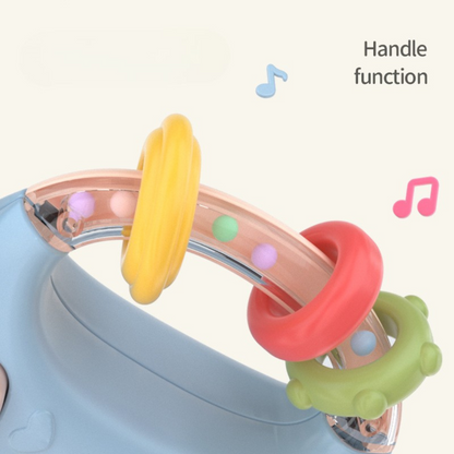 Musical baby dummy with teething ring and rattles