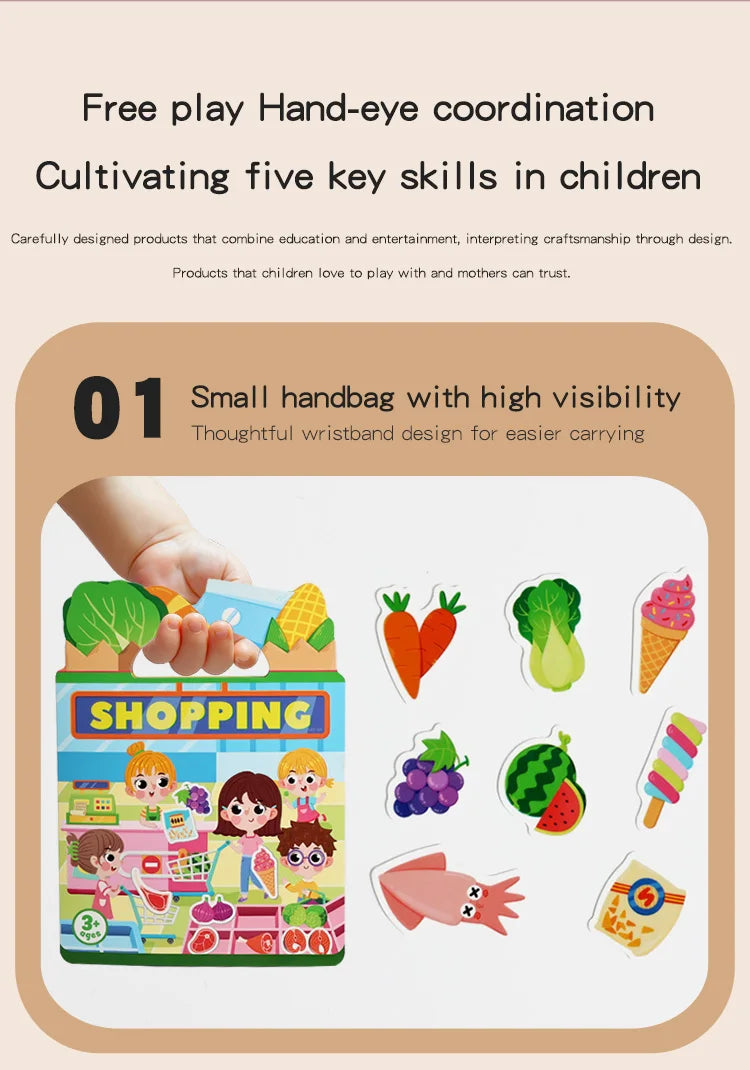 Reusable Montessori sticker books with various themes