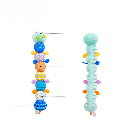 Sensory plush rattle and music caterpillar