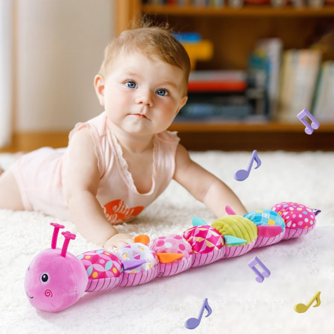 Sensory plush rattle and music caterpillar