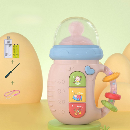 Musical baby dummy with teething ring and rattles