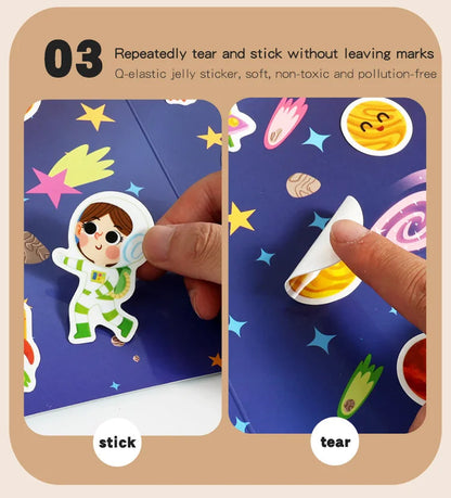 Reusable Montessori sticker books with various themes