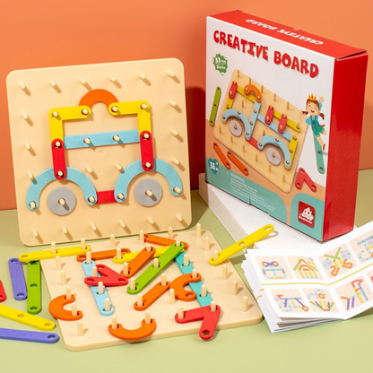 Creative Montessori wooden nail puzzle toy