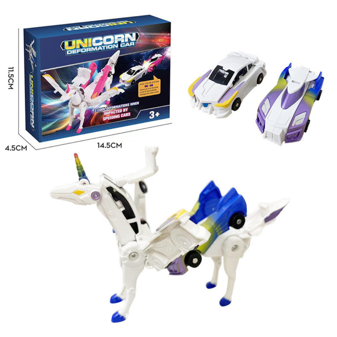 Magnetic unicorn transforming cars
