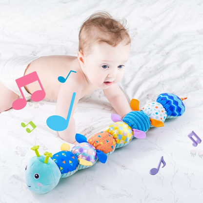Sensory plush rattle and music caterpillar