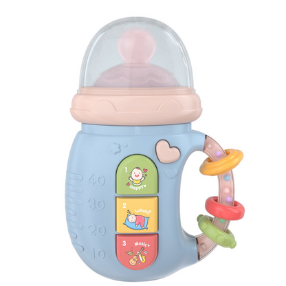 Musical baby dummy with teething ring and rattles