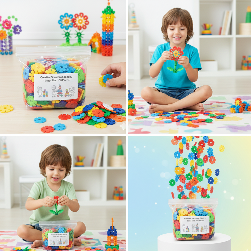 Flake-shaped Montessori Building Blocks