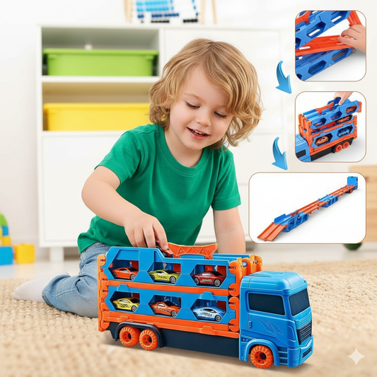 Car Play Truck with Foldable Catapult Race Track