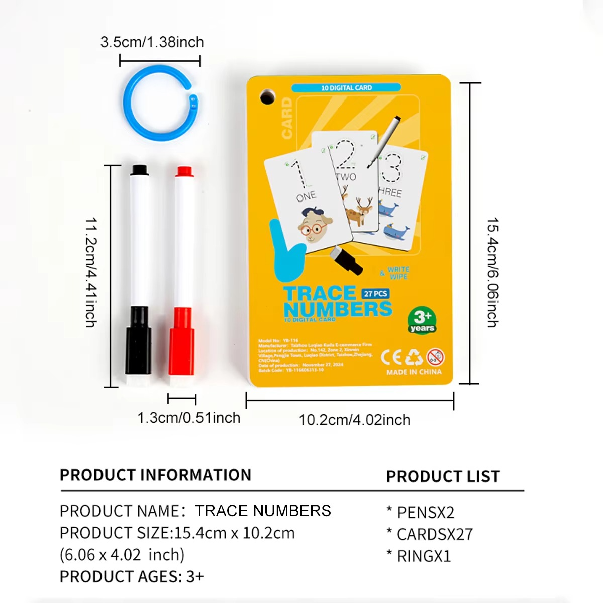 Reusable number and letter tracing book for childrens
