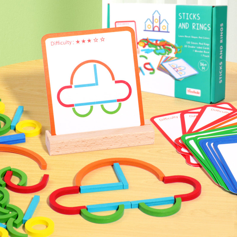 Educational Montessori Sticks and Rings Building Blocks