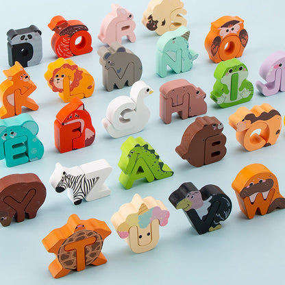 Wooden animal alphabet puzzle - A to Z learning toy for kids