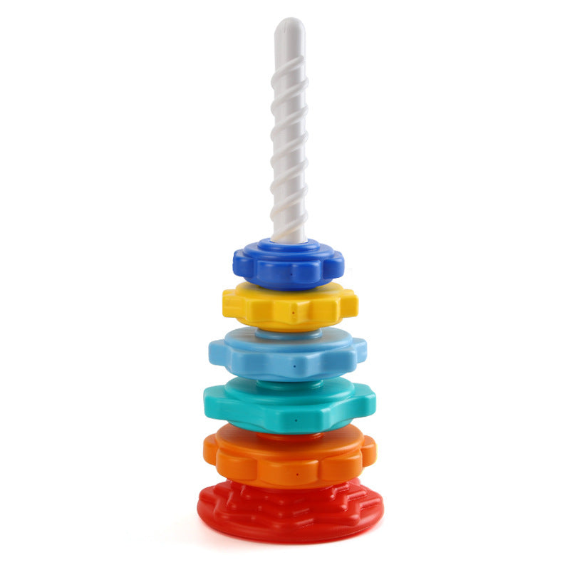 Rainbow spinning and colour tower toy