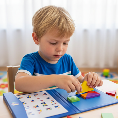 Portable Montessori Wooden Magnetic Tangram Puzzle Book Educational Toy