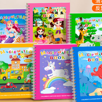 Magic Self Erasing Water Painting Book Set with Water Brush (Set of 6)