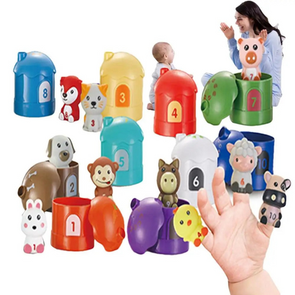 Educational farm finger puppet stacking game