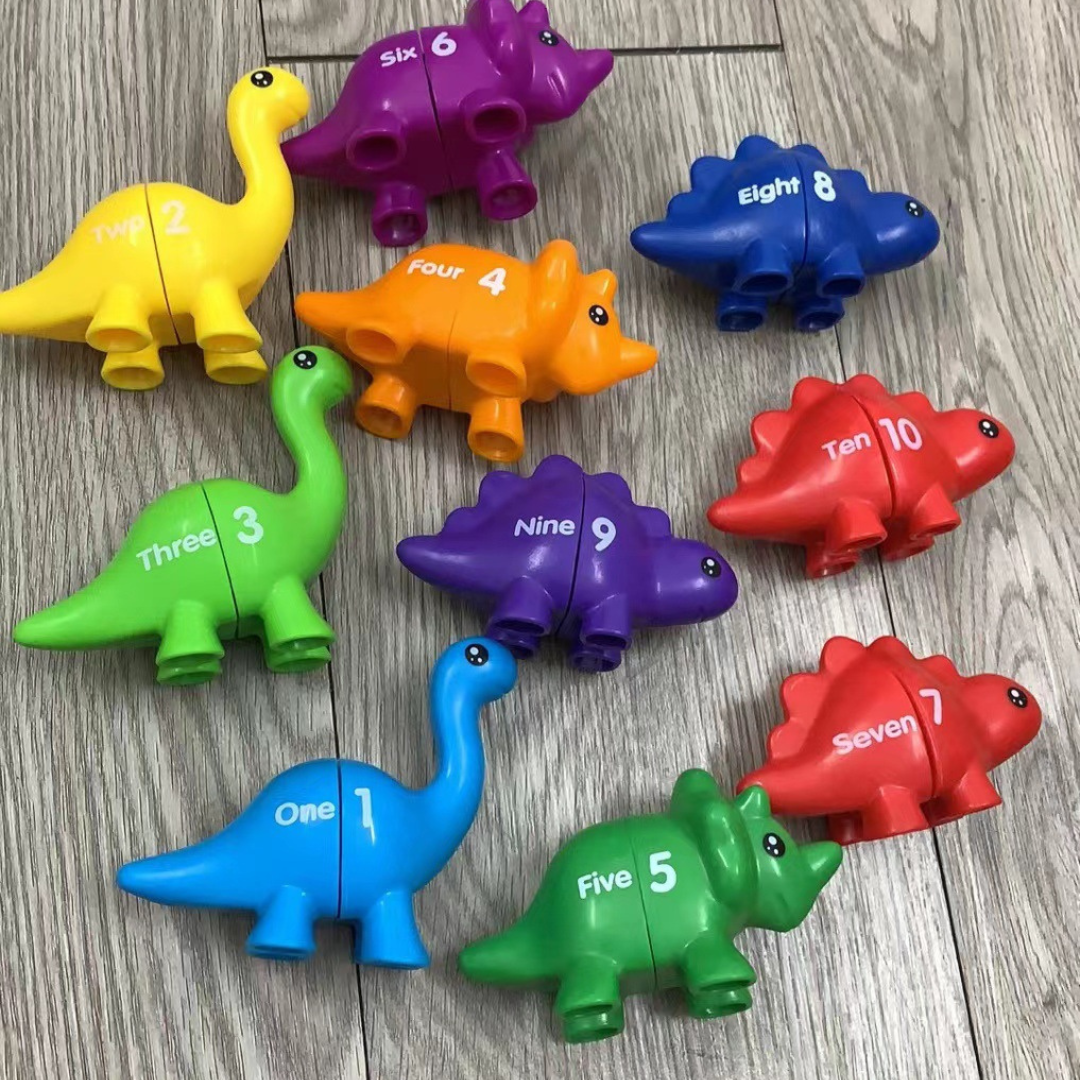 Educational Montessori colours dinosaur sorting game set