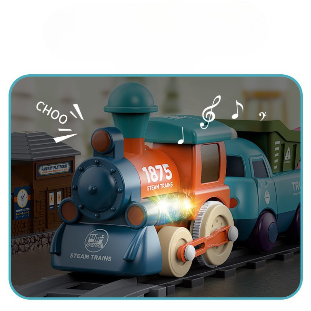 Musical train toy with various trailers