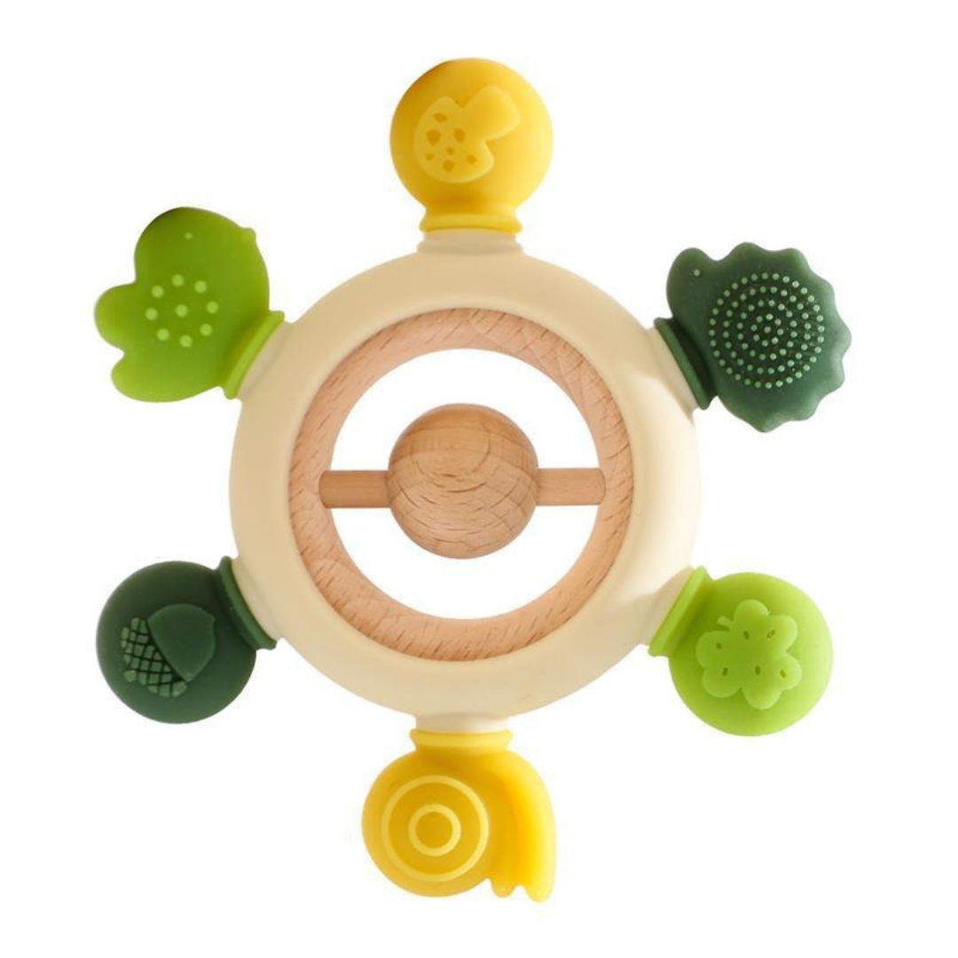Baby Teething Toy Made of Wood and Silicone