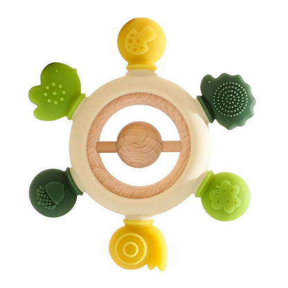 Baby Teething Toy Made of Wood and Silicone