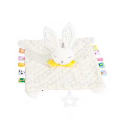 Soothing plush cuddly blanket with rattle