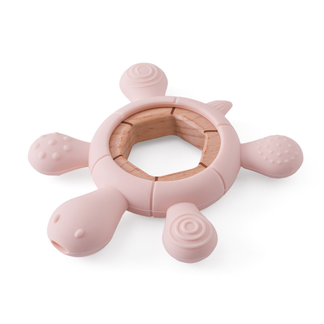 Baby Teething Toy Made of Wood and Silicone