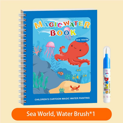Magic Self Erasing Water Painting Book Set with Water Brush (Set of 6)