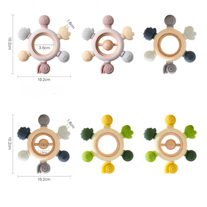 Baby Teething Toy Made of Wood and Silicone