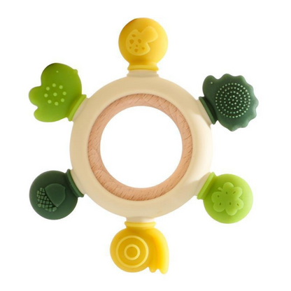 Baby Teething Toy Made of Wood and Silicone