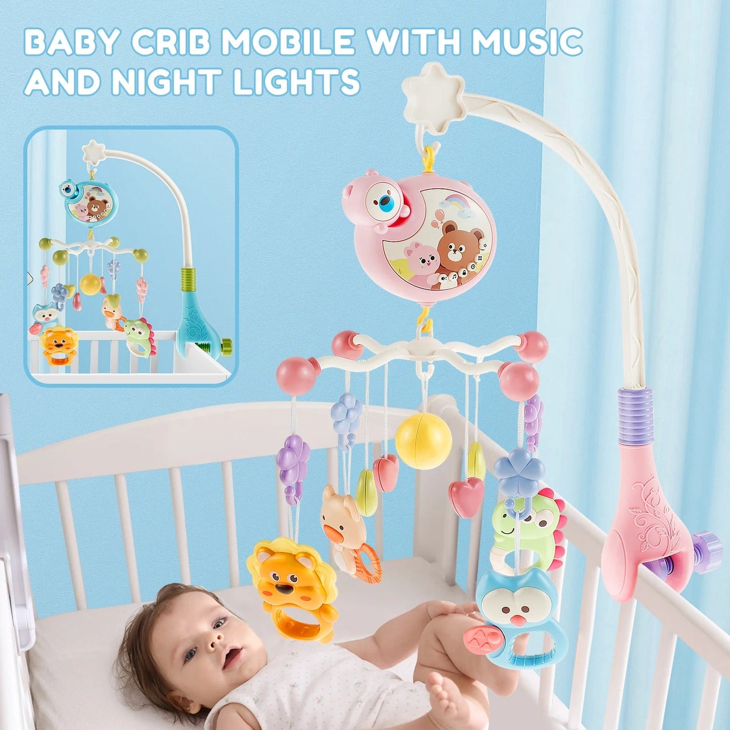 Baby crib music mobile rattle toy