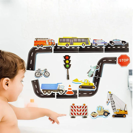 Splash Cars - Foam Traffic Bath Toy Set