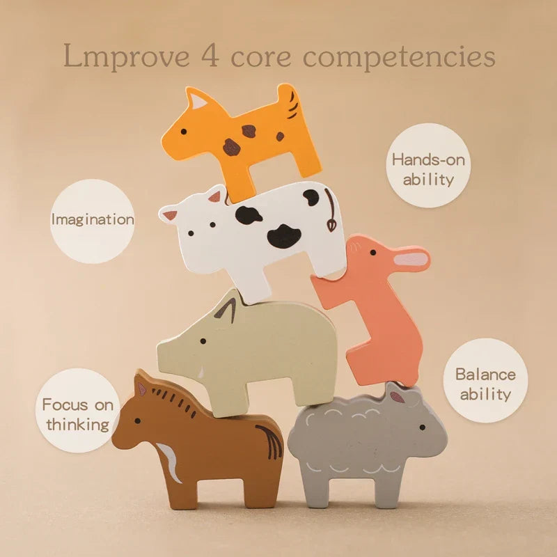 Wooden Farm Animal Train Set