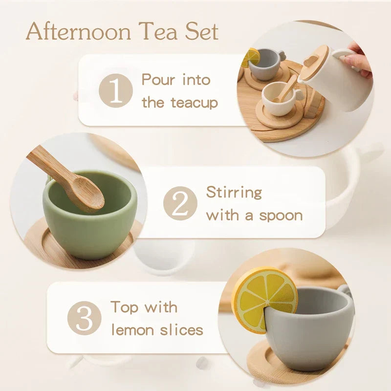 Wood and Silicone Tea Set