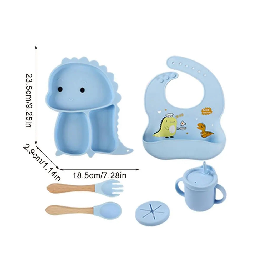 Dinosaur-Themed Silicone Dinnerware Set for Kids