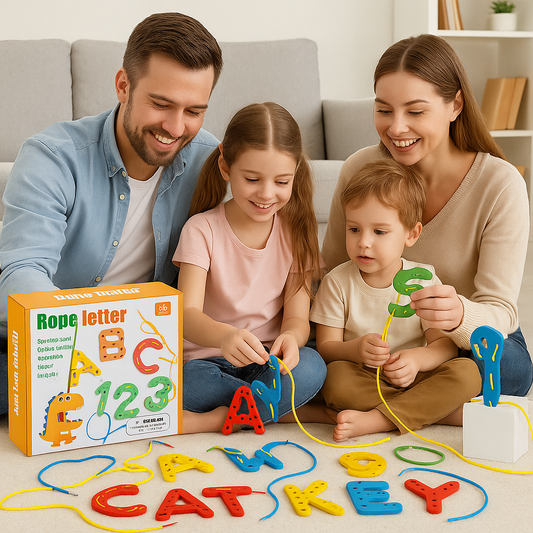 Letters and Numbers Wooden Threading Educational Toy
