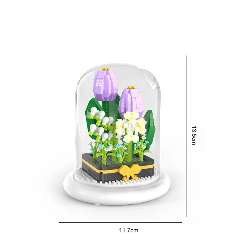 Elegant building block flower in a glass