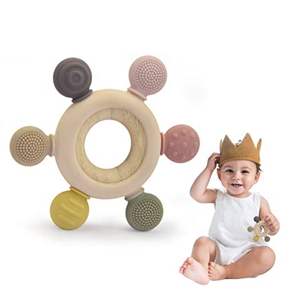 Baby Teething Toy Made of Wood and Silicone