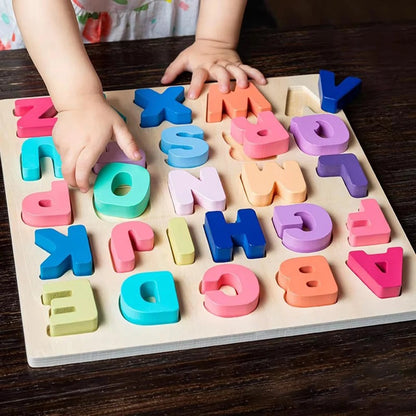 Simple Wooden Shapes, Numbers, and Letters Puzzle