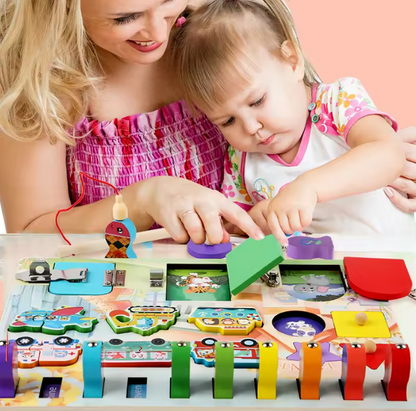 Montessori Busy Board Puzzle – Early Education Key Lock Unlock Toy for Boys and Girls