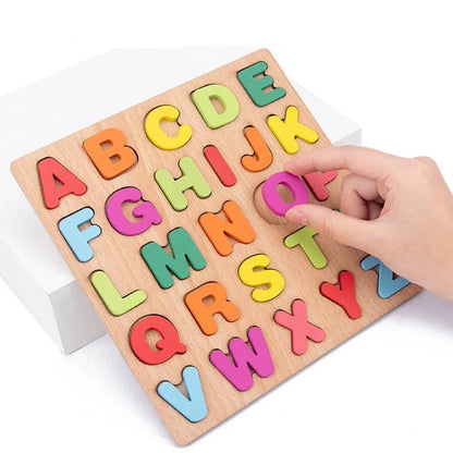 Simple Wooden Shapes, Numbers, and Letters Puzzle