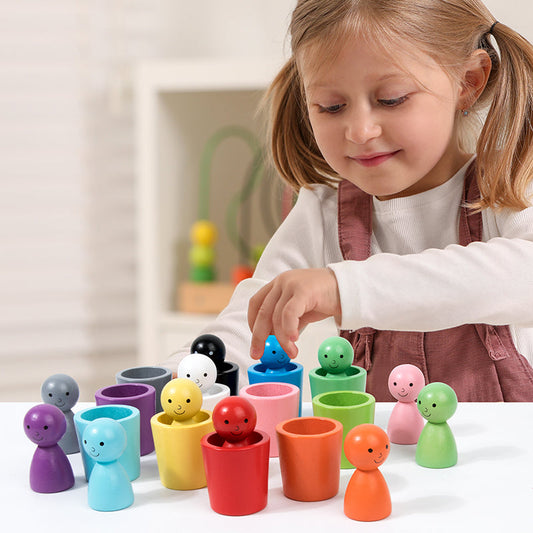 Montessori Wooden Colour Sorting Cup Game